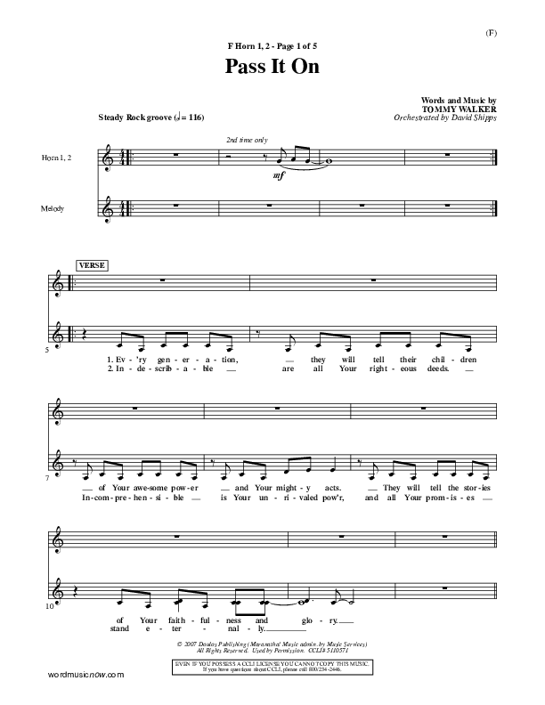 Pass It On French Horn 1/2 (Tommy Walker)