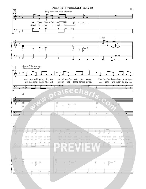 Pass It On Piano/Vocal (SATB) (Tommy Walker)