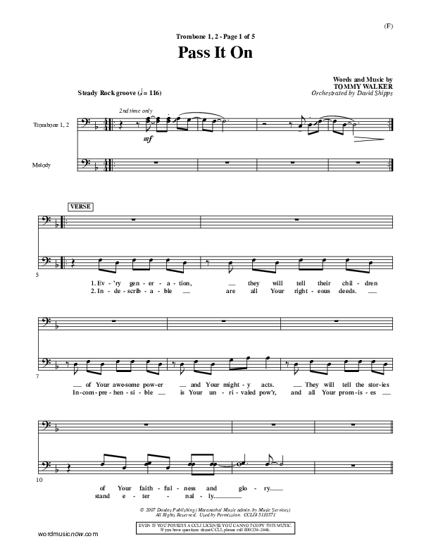 Pass It On Trombone 1/2 (Tommy Walker)