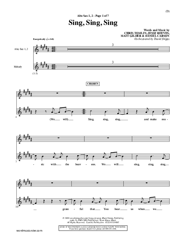Sing Sing Sing Alto Sax 1/2 (Chris Tomlin)