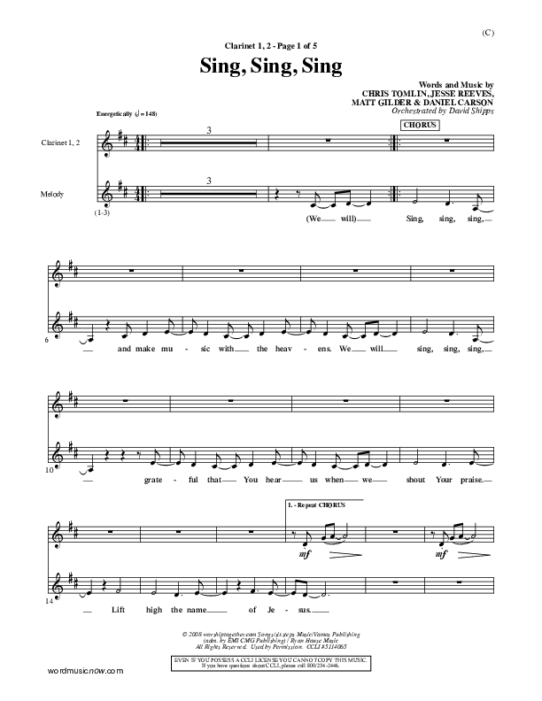 Sing Sing Sing Clarinet 1/2 (Chris Tomlin)