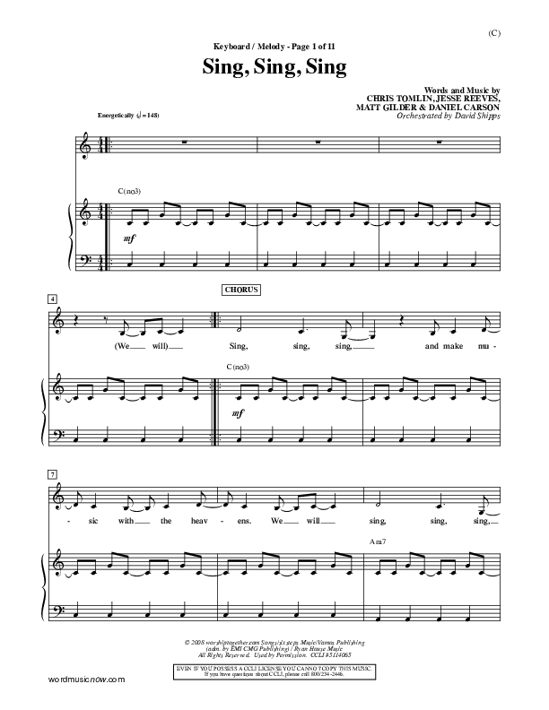 Sing Sing Sing Piano/Vocal (Chris Tomlin)