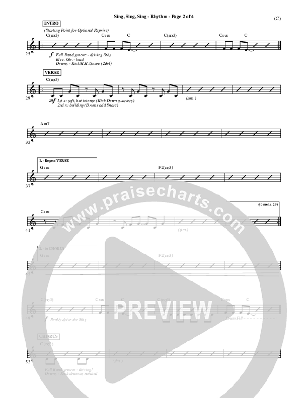 Sing Sing Sing Rhythm Chart (Chris Tomlin)