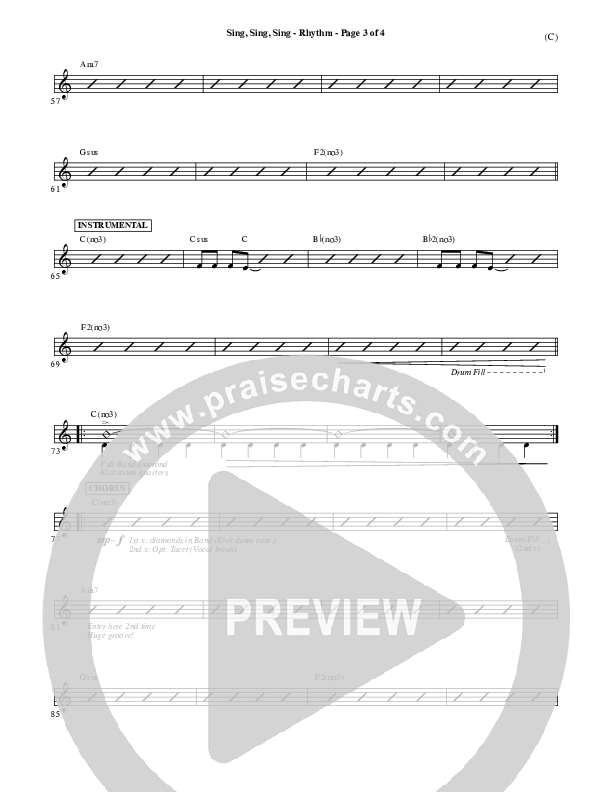 Sing Sing Sing Rhythm Chart (Chris Tomlin)