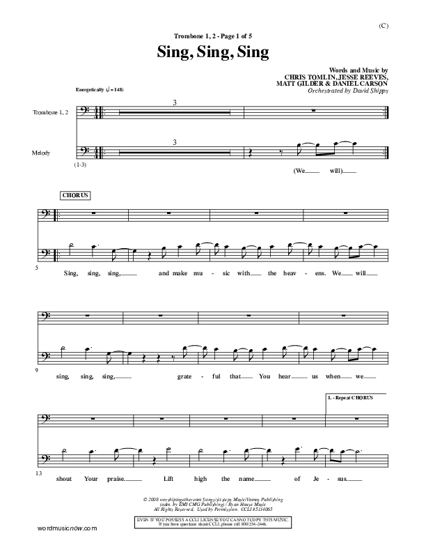 Sing Sing Sing Trombone 1/2 (Chris Tomlin)