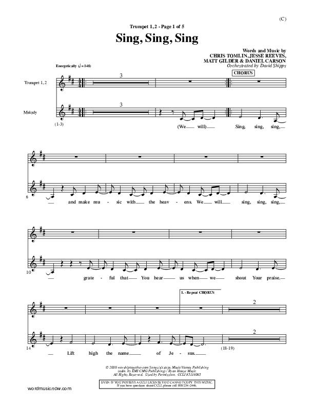 Sing Sing Sing Trumpet 1,2 (Chris Tomlin)