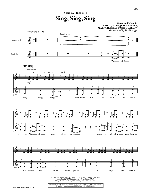 Sing Sing Sing Violin 1/2 (Chris Tomlin)