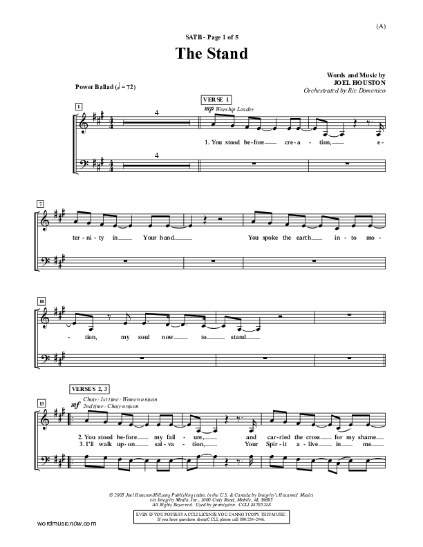 The Stand Choir Sheet (SATB) (Joel Houston)