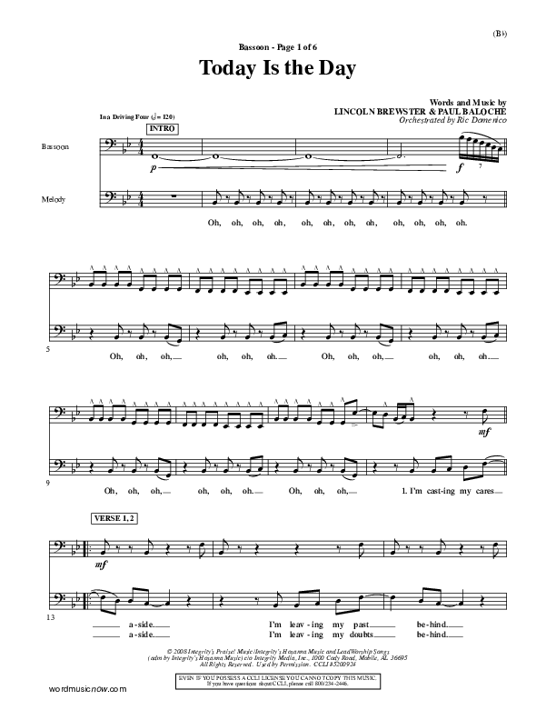 Today Is The Day Bassoon (Lincoln Brewster)