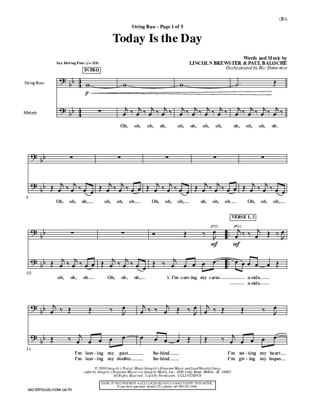 Today Is The Day Double Bass (Lincoln Brewster)