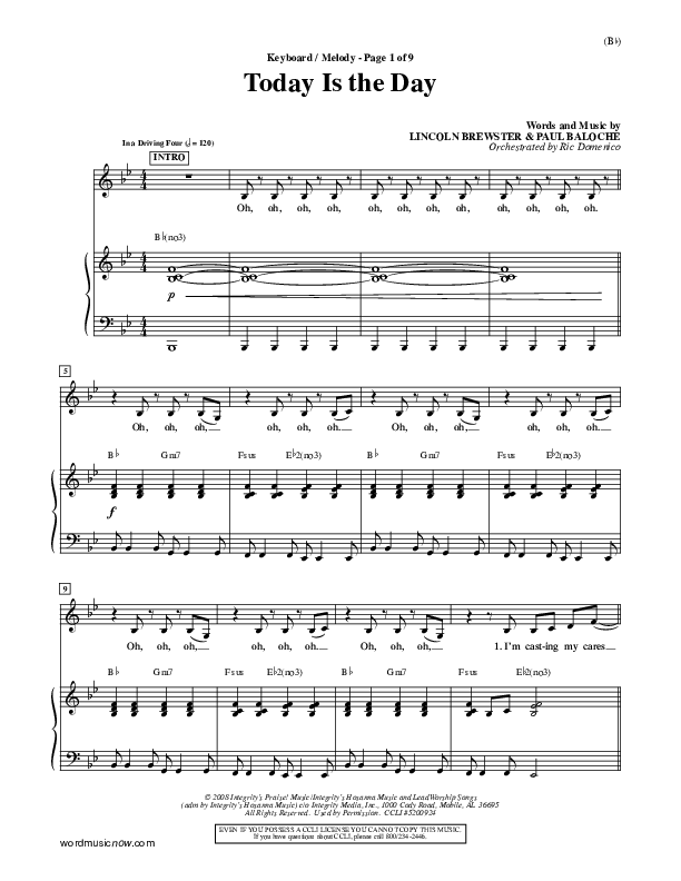 Today Is The Day Piano/Vocal (Lincoln Brewster)