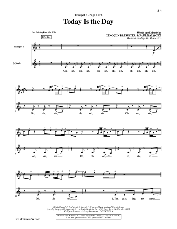 Today Is The Day Trumpet 3 (Lincoln Brewster)