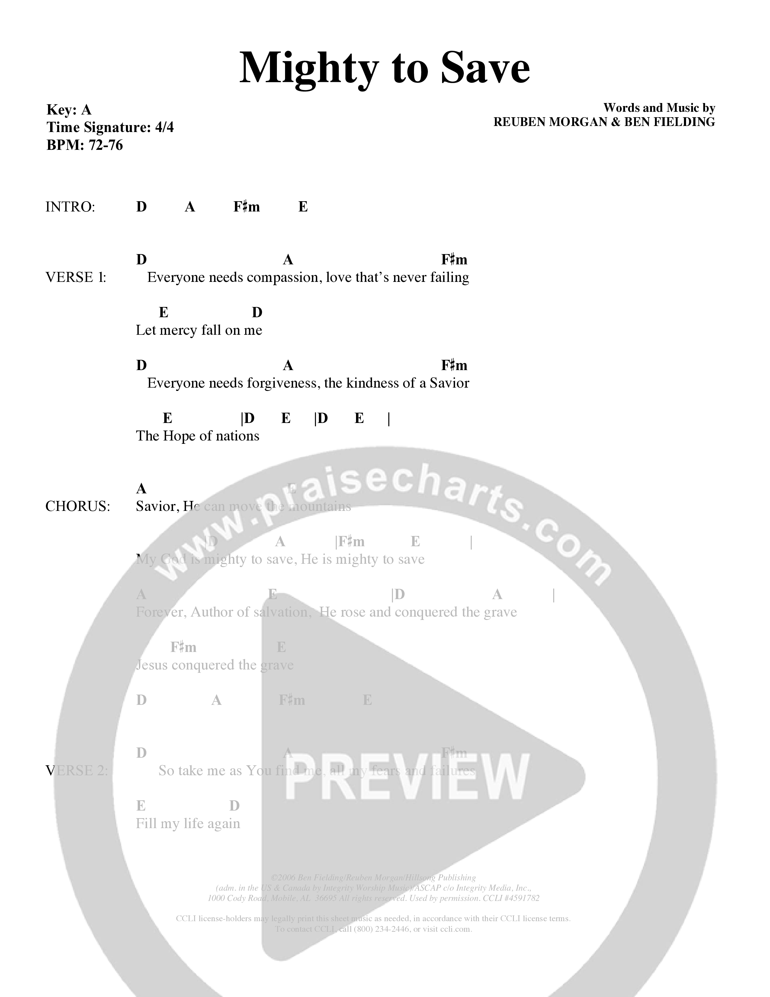 Mighty To Save (Choral Anthem SATB) Chords & Lyrics (Word Music Choral / Orch. David Shipps)