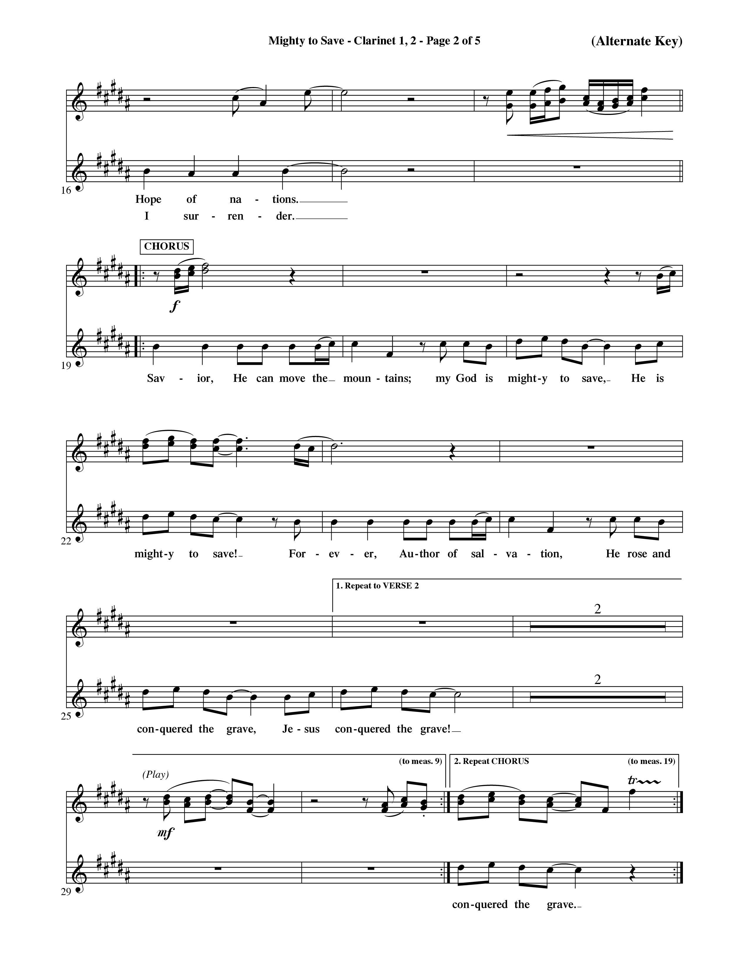 Mighty To Save (Choral Anthem SATB) Clarinet 1/2 (Word Music Choral / Orch. David Shipps)