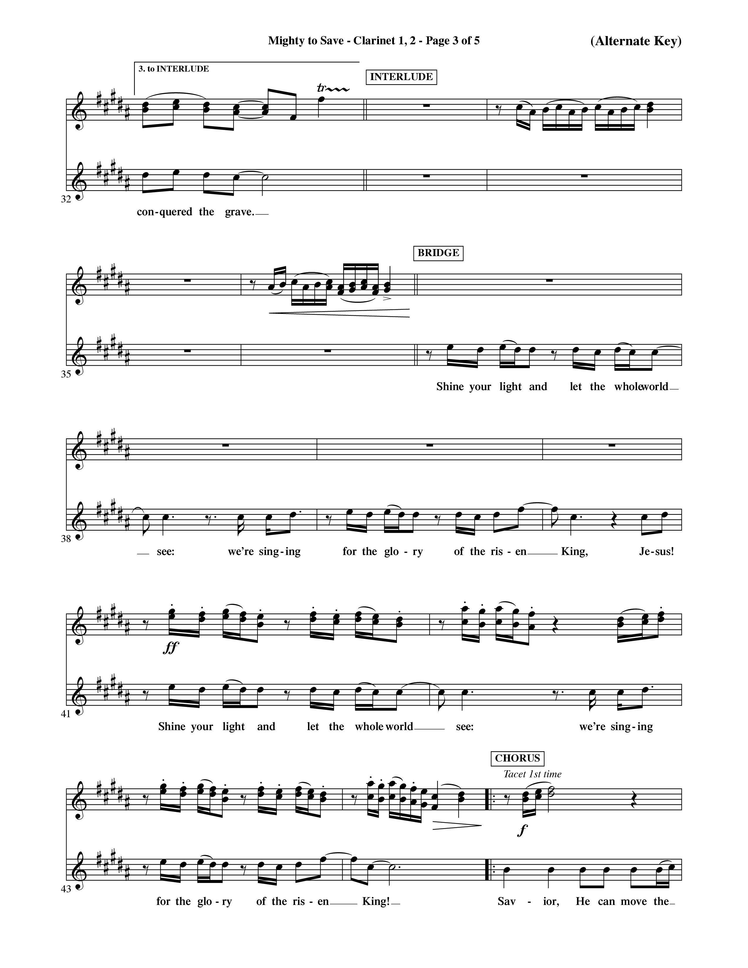 Mighty To Save (Choral Anthem SATB) Clarinet 1/2 (Word Music Choral / Orch. David Shipps)