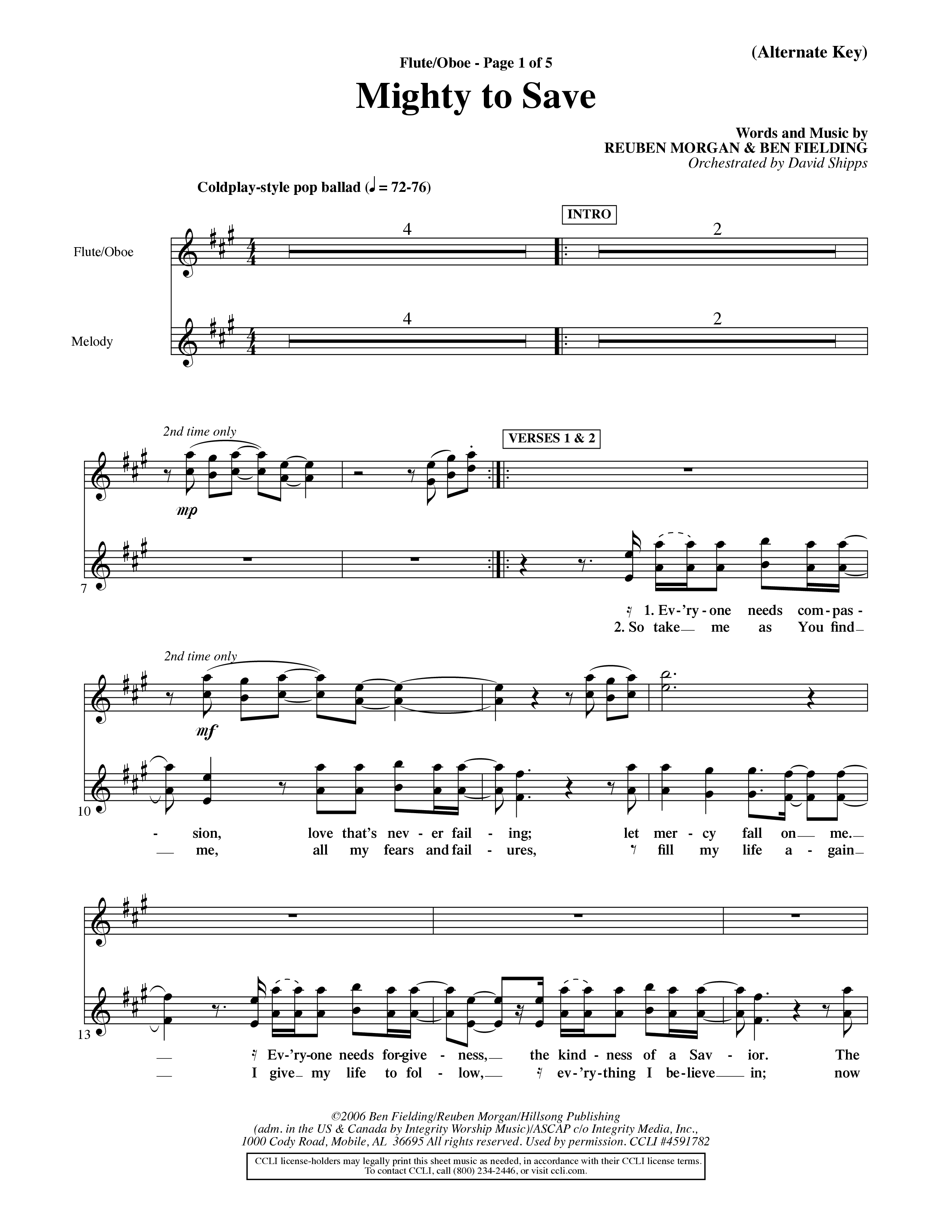 Mighty To Save (Choral Anthem SATB) Flute/Oboe (Word Music Choral / Orch. David Shipps)