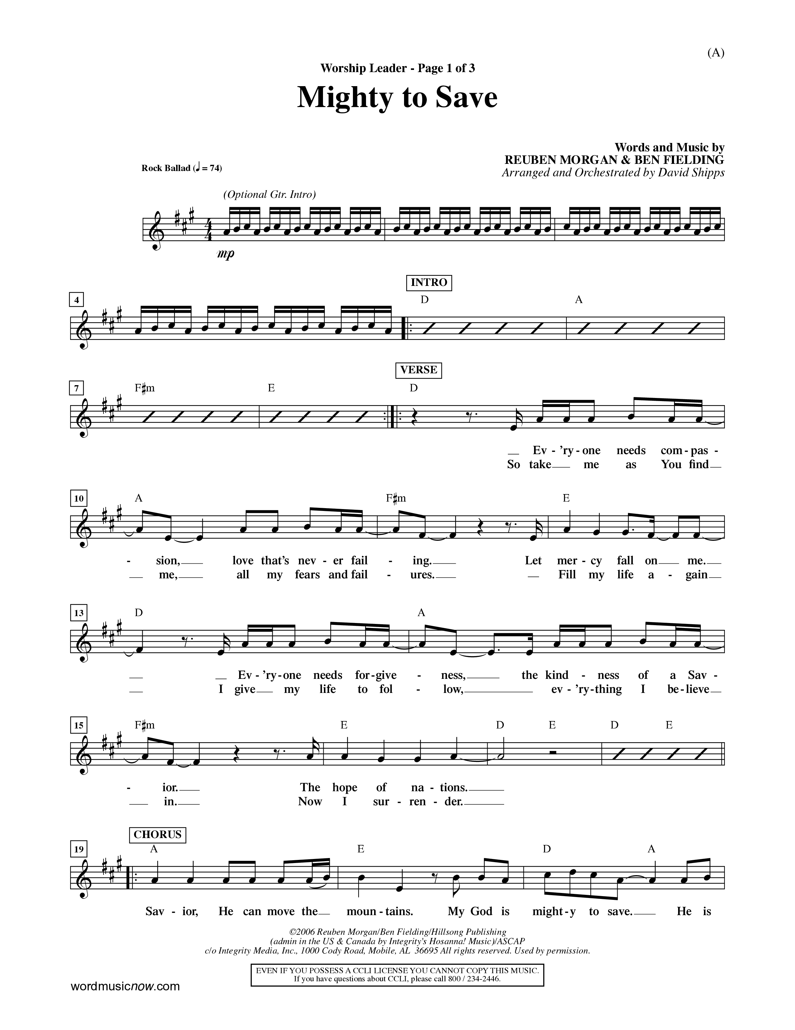 Mighty To Save (Choral Anthem SATB) Rhythm Pack (Word Music Choral / Orch. David Shipps)