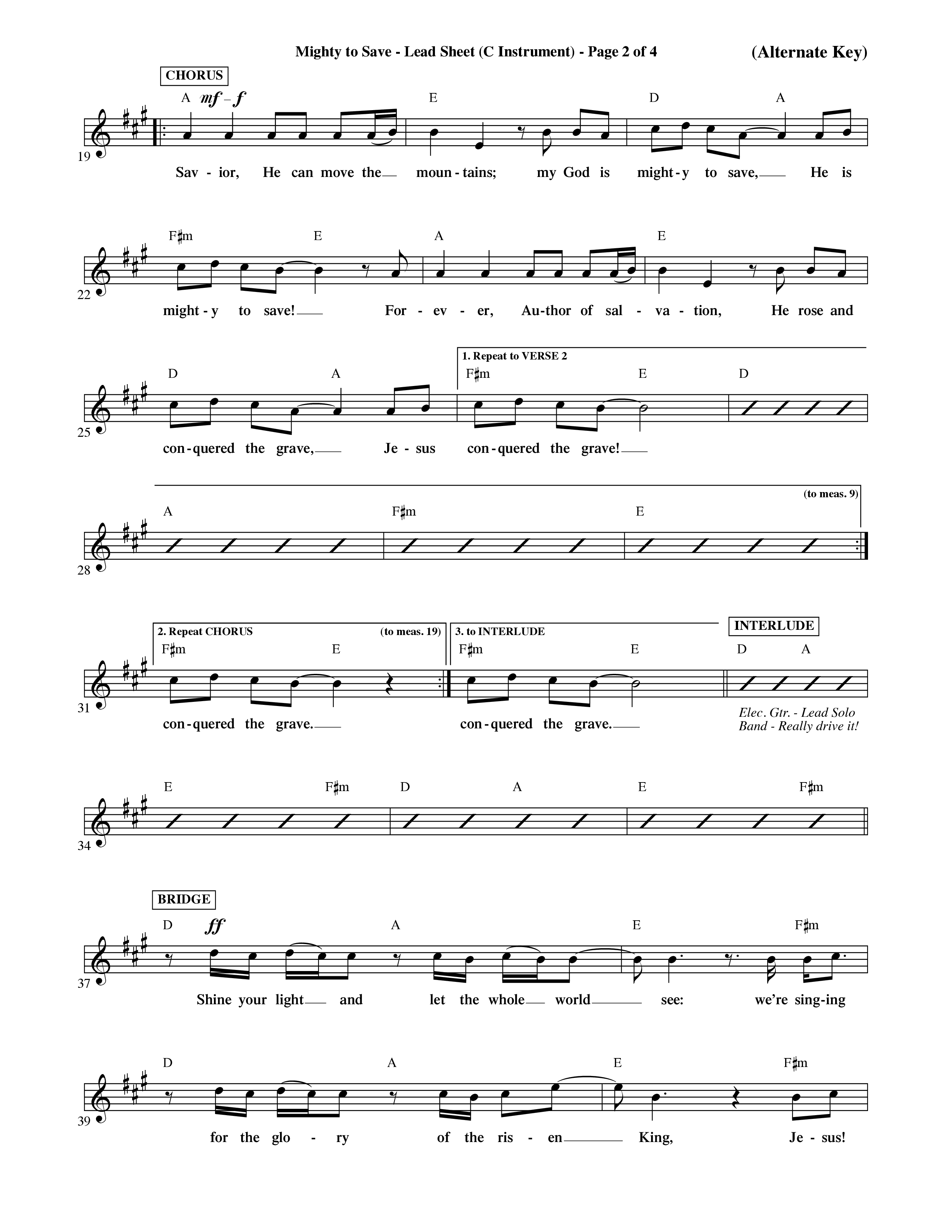 Mighty To Save (Choral Anthem SATB) Lead Sheet (Mel) (Word Music Choral / Orch. David Shipps)
