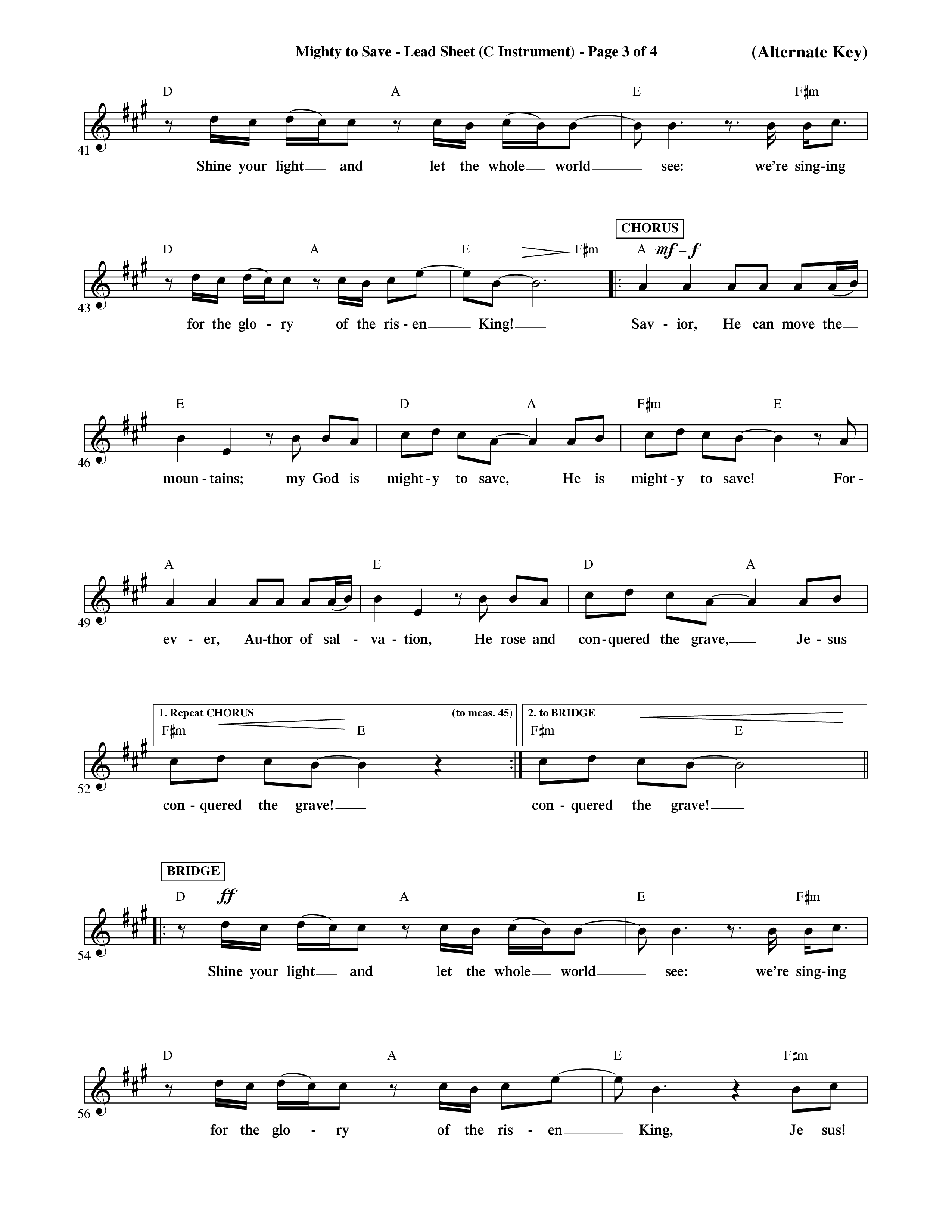 Mighty To Save (Choral Anthem SATB) Lead Sheet (Mel) (Word Music Choral / Orch. David Shipps)