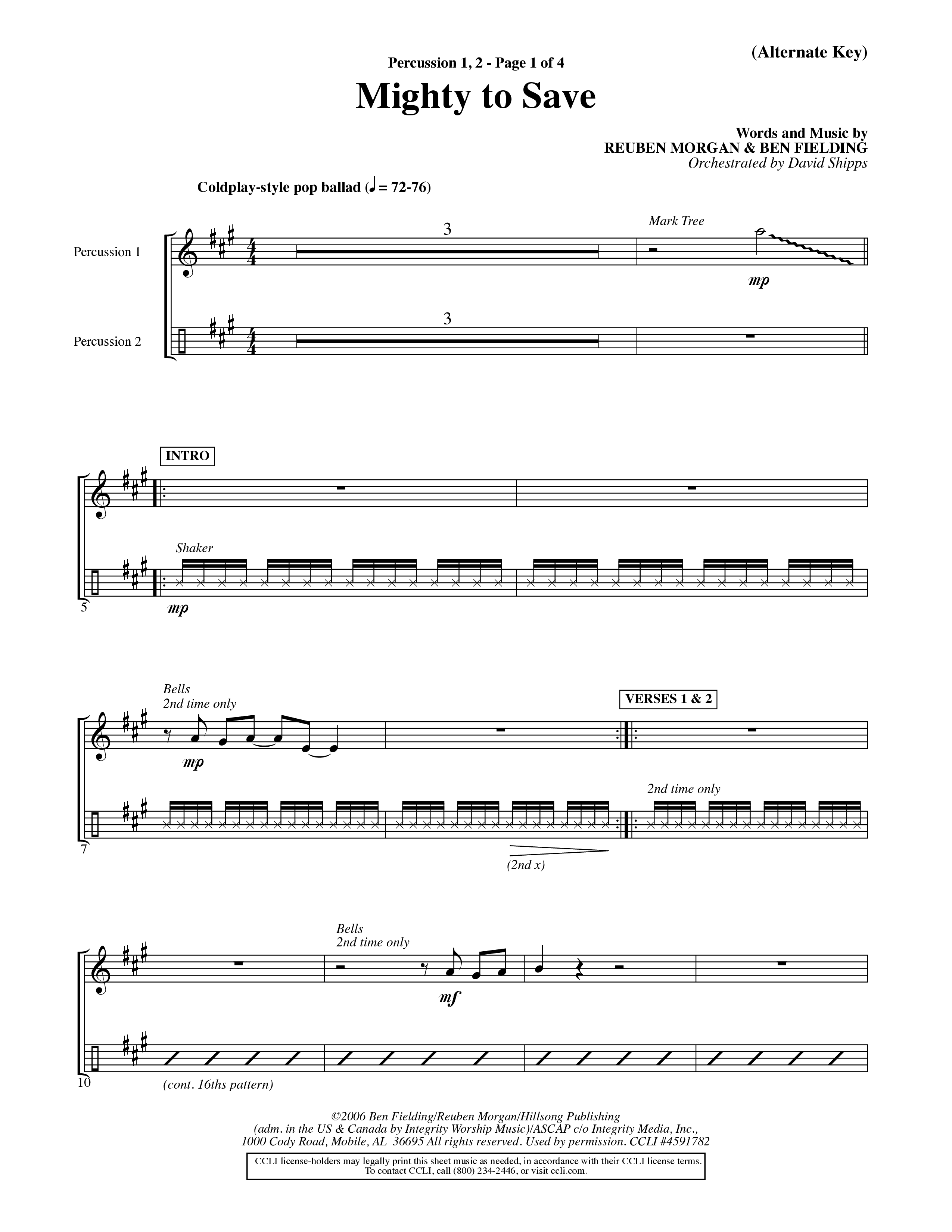 Mighty To Save (Choral Anthem SATB) Percussion 1/2 (Word Music Choral / Orch. David Shipps)