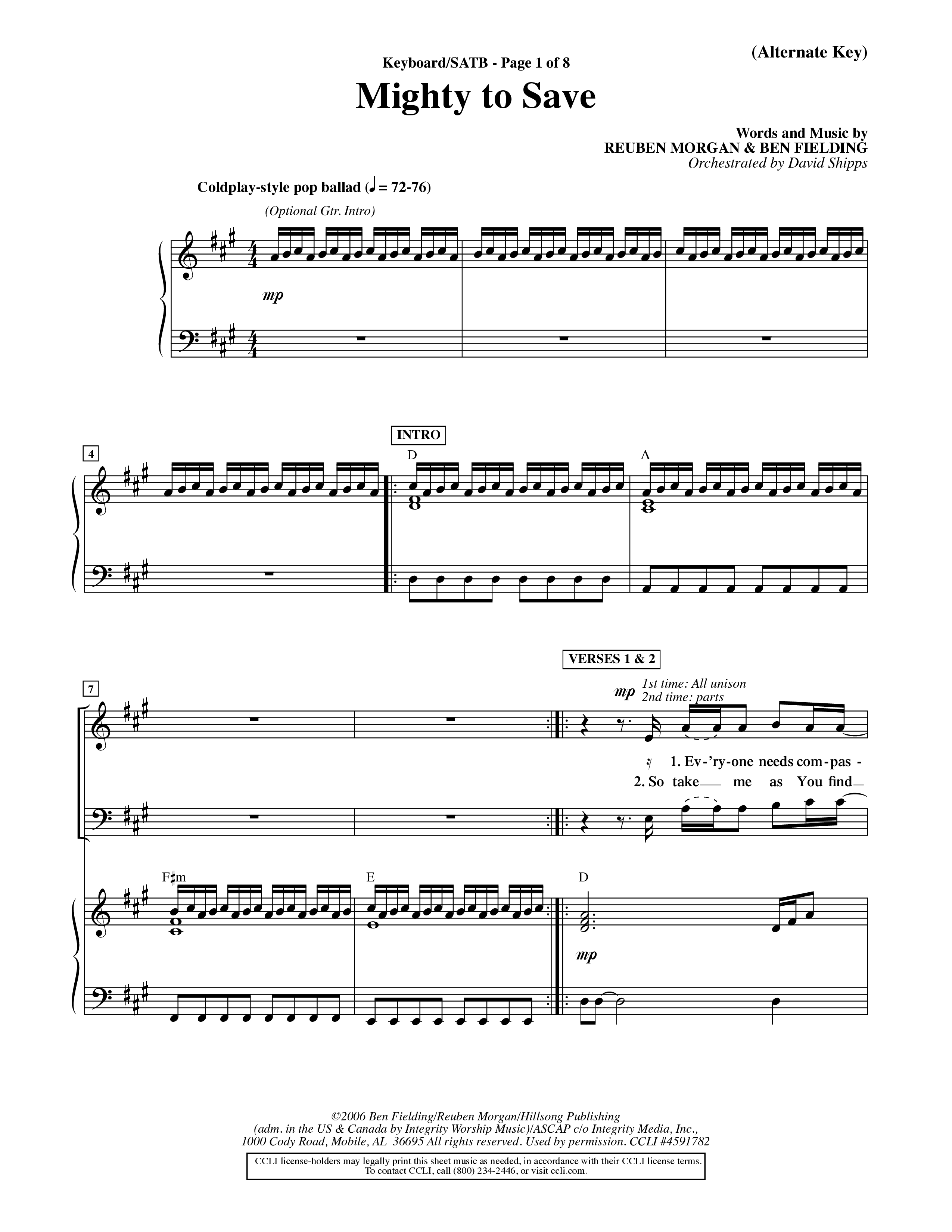 Mighty To Save (Choral Anthem SATB) Keyboard/Vocal (SATB) (Word Music Choral / Orch. David Shipps)
