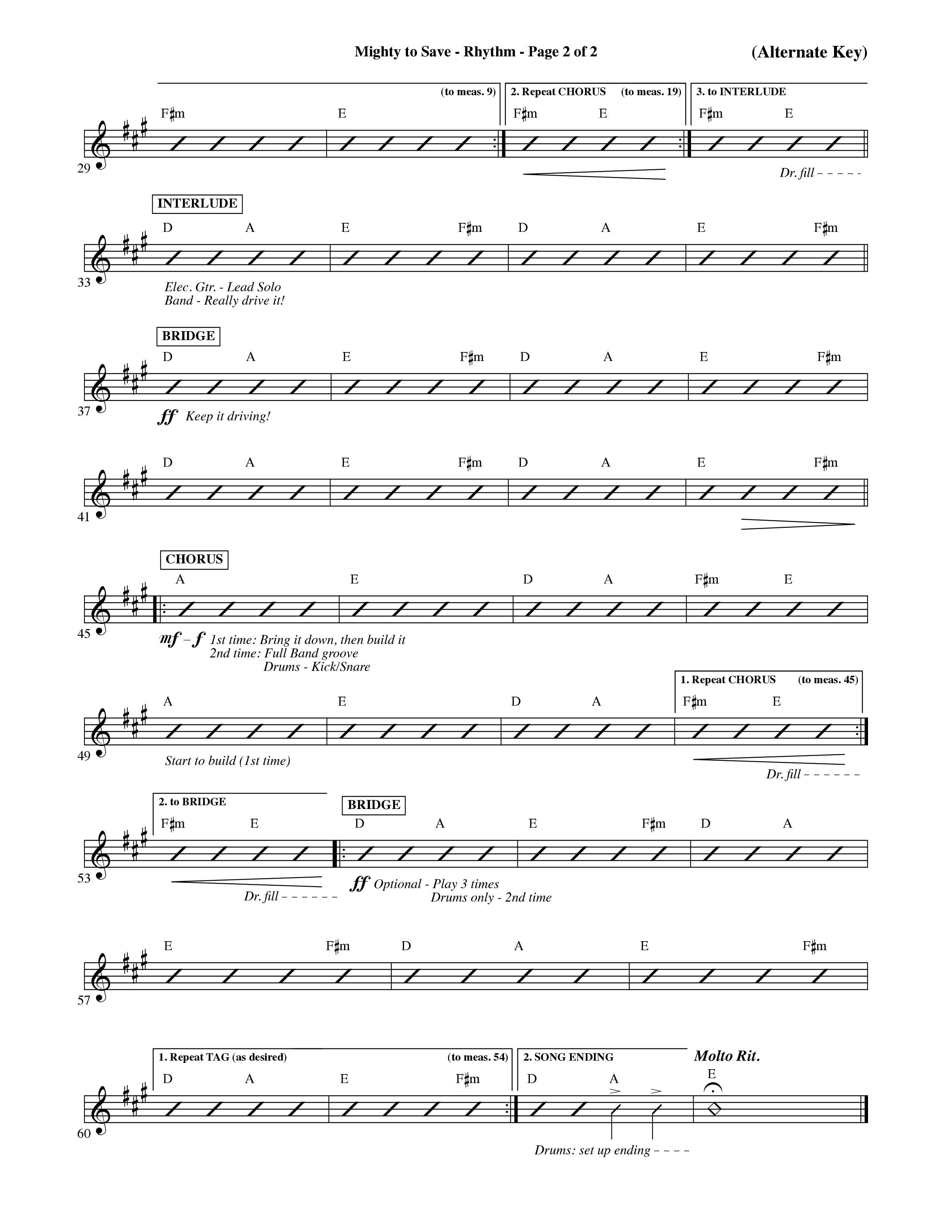 Mighty To Save (Choral Anthem SATB) Rhythm Chart (Word Music Choral / Orch. David Shipps)