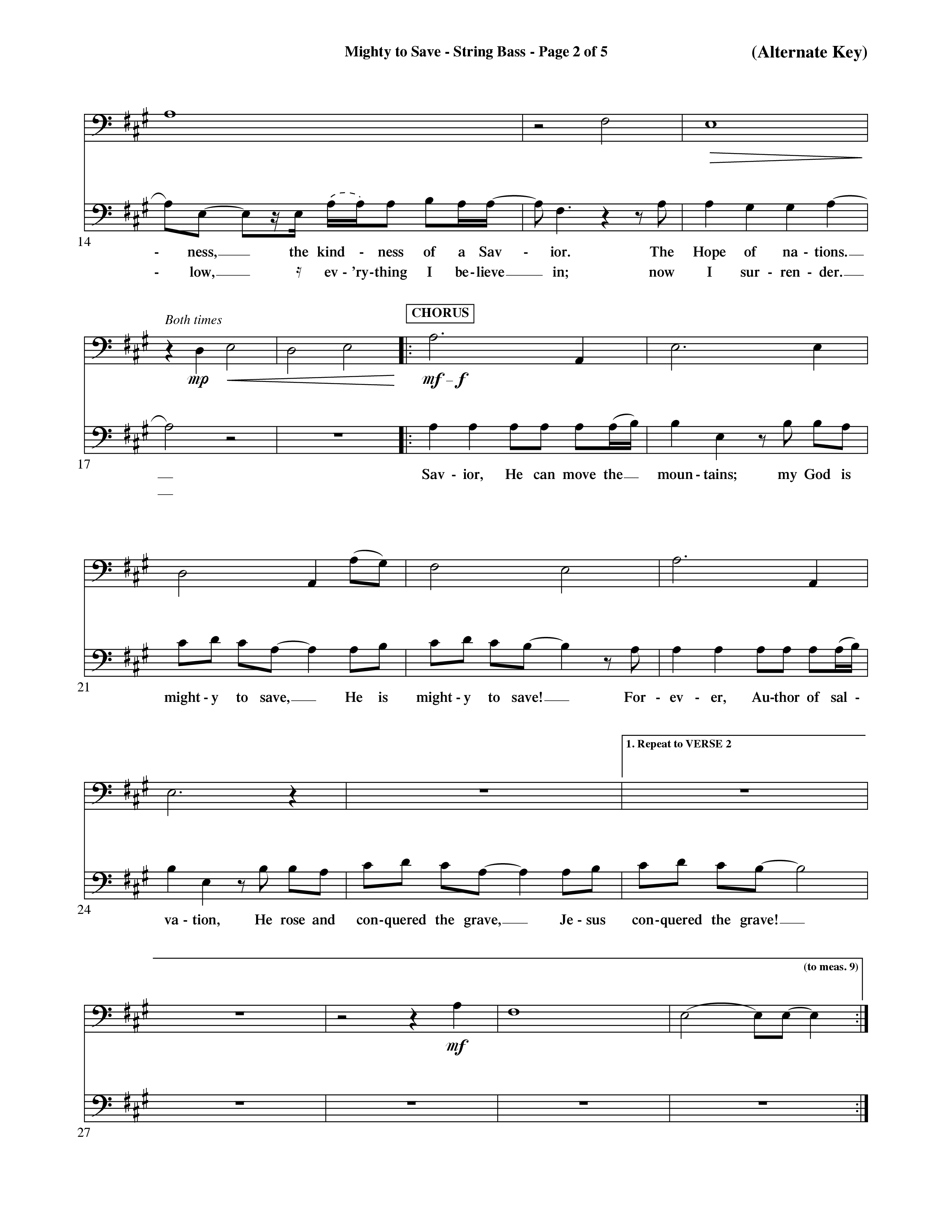 Mighty To Save (Choral Anthem SATB) String Bass (Word Music Choral / Orch. David Shipps)