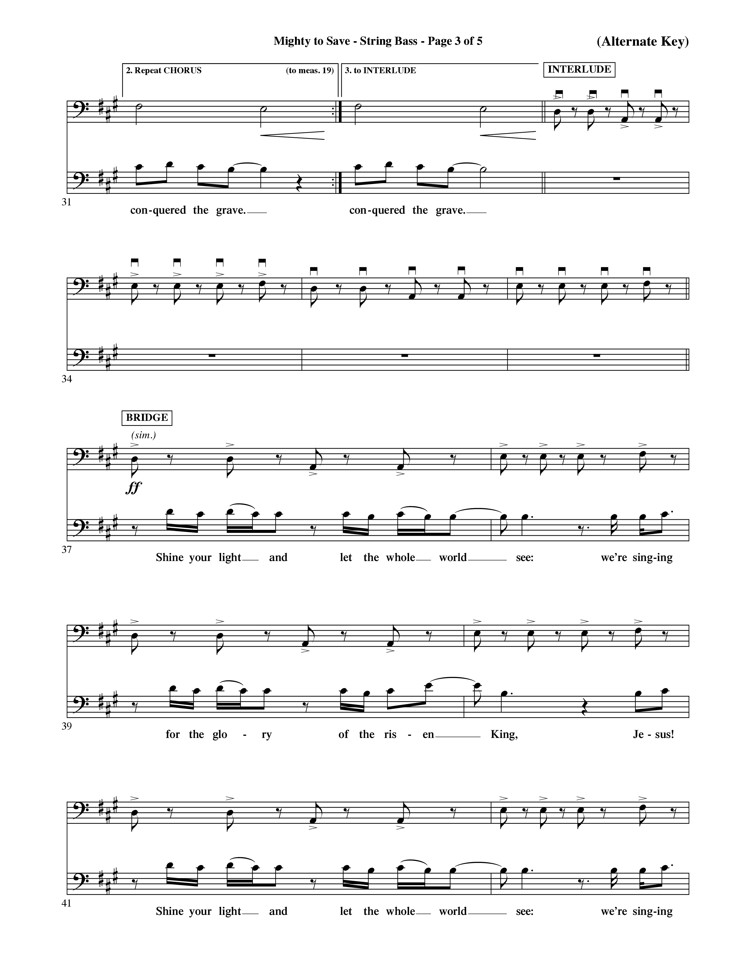 Mighty To Save (Choral Anthem SATB) String Bass (Word Music Choral / Orch. David Shipps)