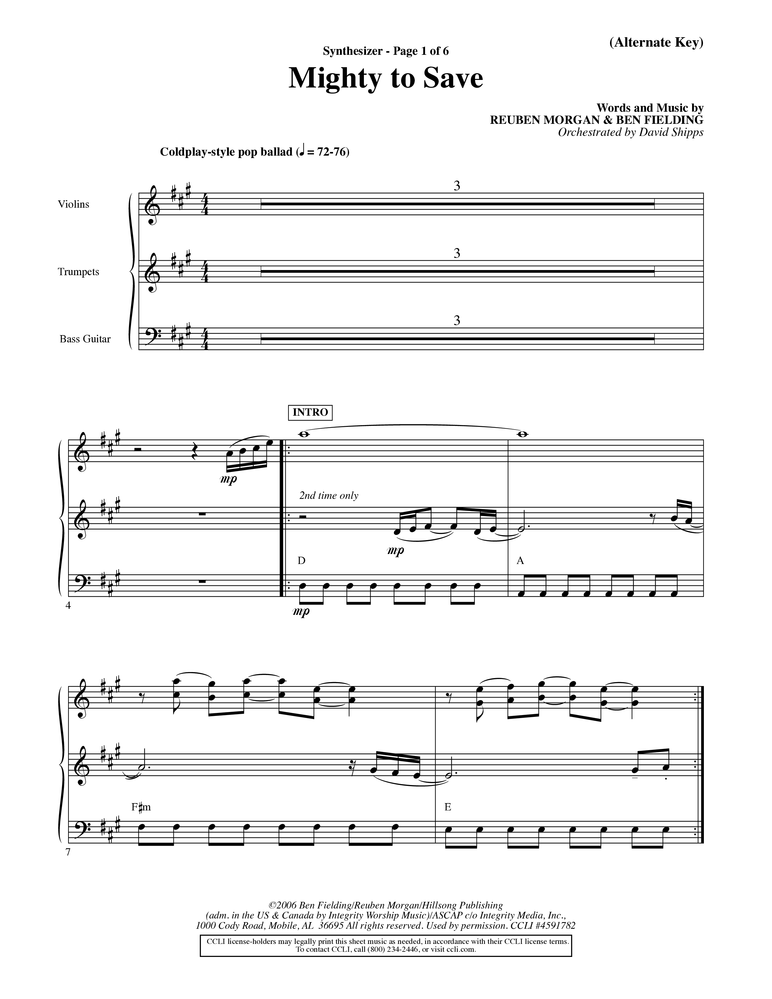 Mighty To Save (Choral Anthem SATB) Synth (Word Music Choral / Orch. David Shipps)