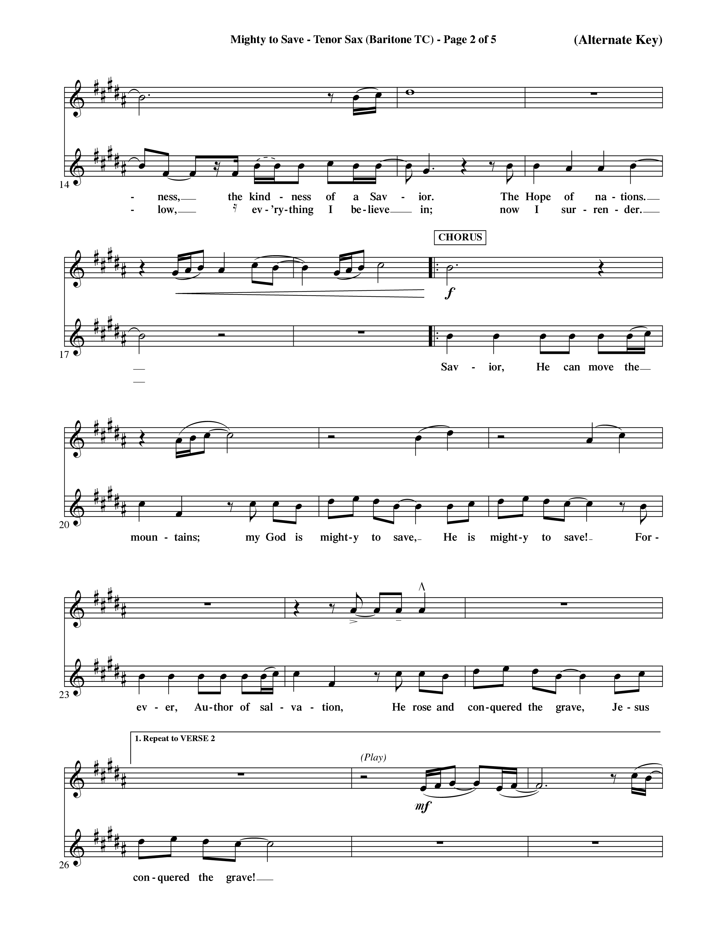 Mighty To Save (Choral Anthem SATB) Tenor Sax/Baritone T.C. (Word Music Choral / Orch. David Shipps)