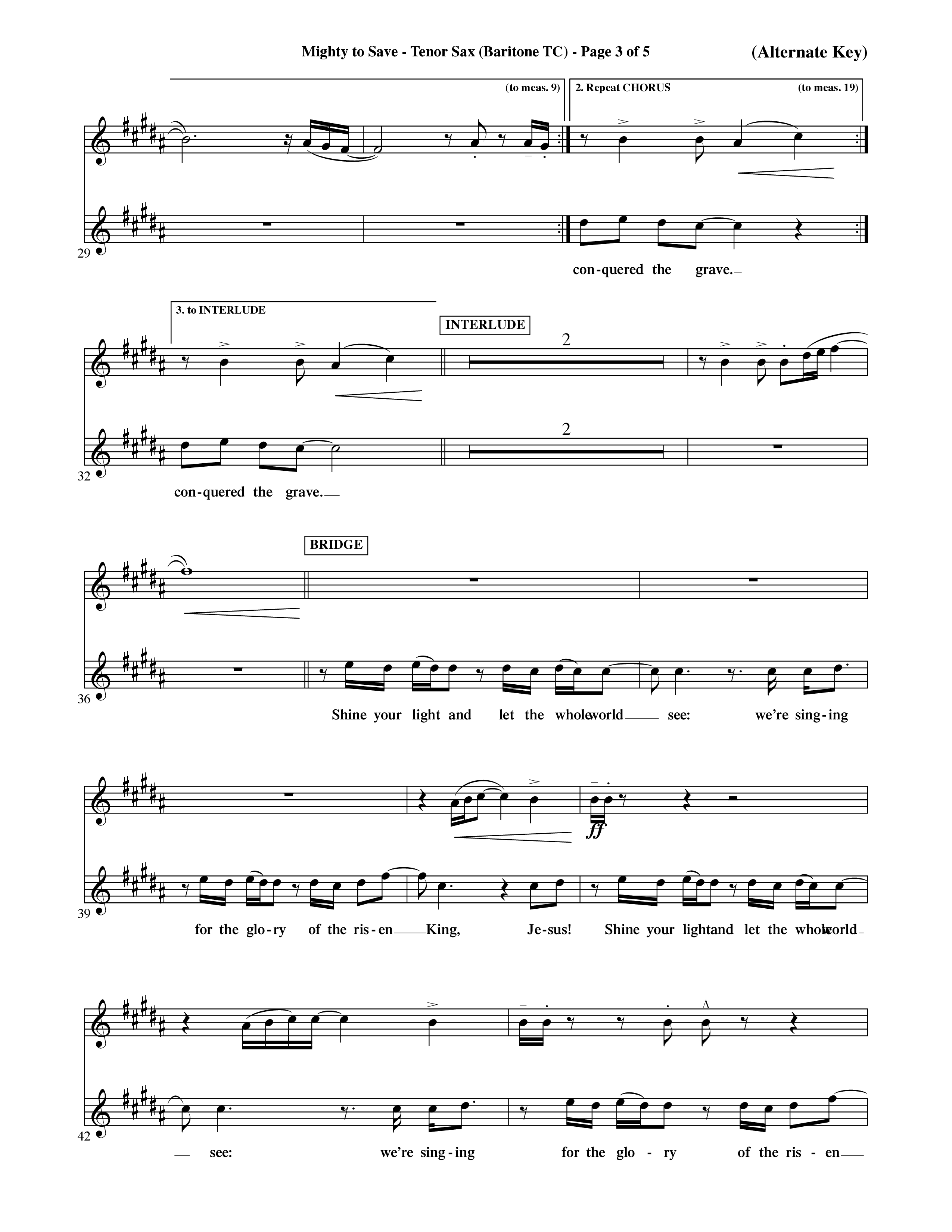 Mighty To Save (Choral Anthem SATB) Tenor Sax/Baritone T.C. (Word Music Choral / Orch. David Shipps)