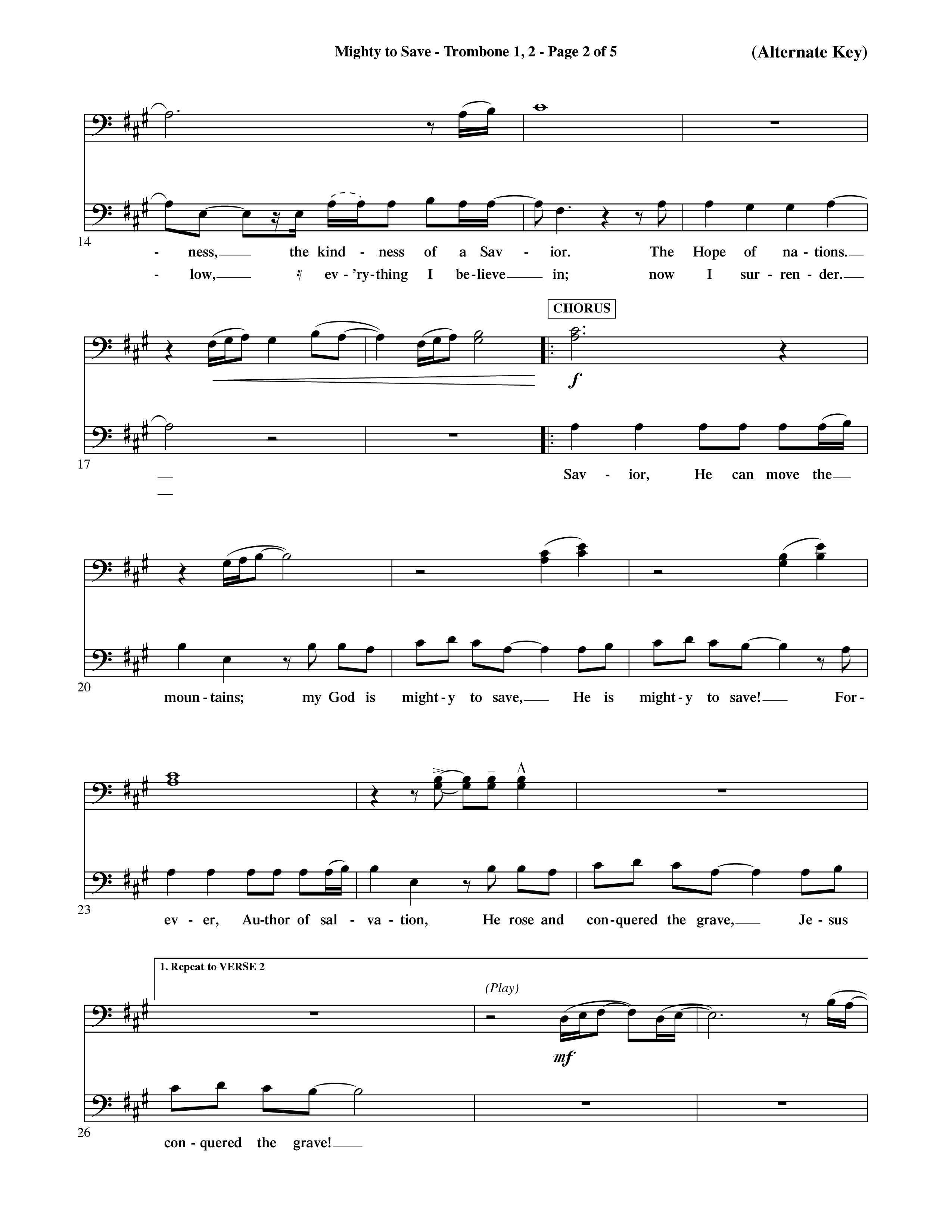 Mighty To Save (Choral Anthem SATB) Trombone 1/2 (Word Music Choral / Orch. David Shipps)