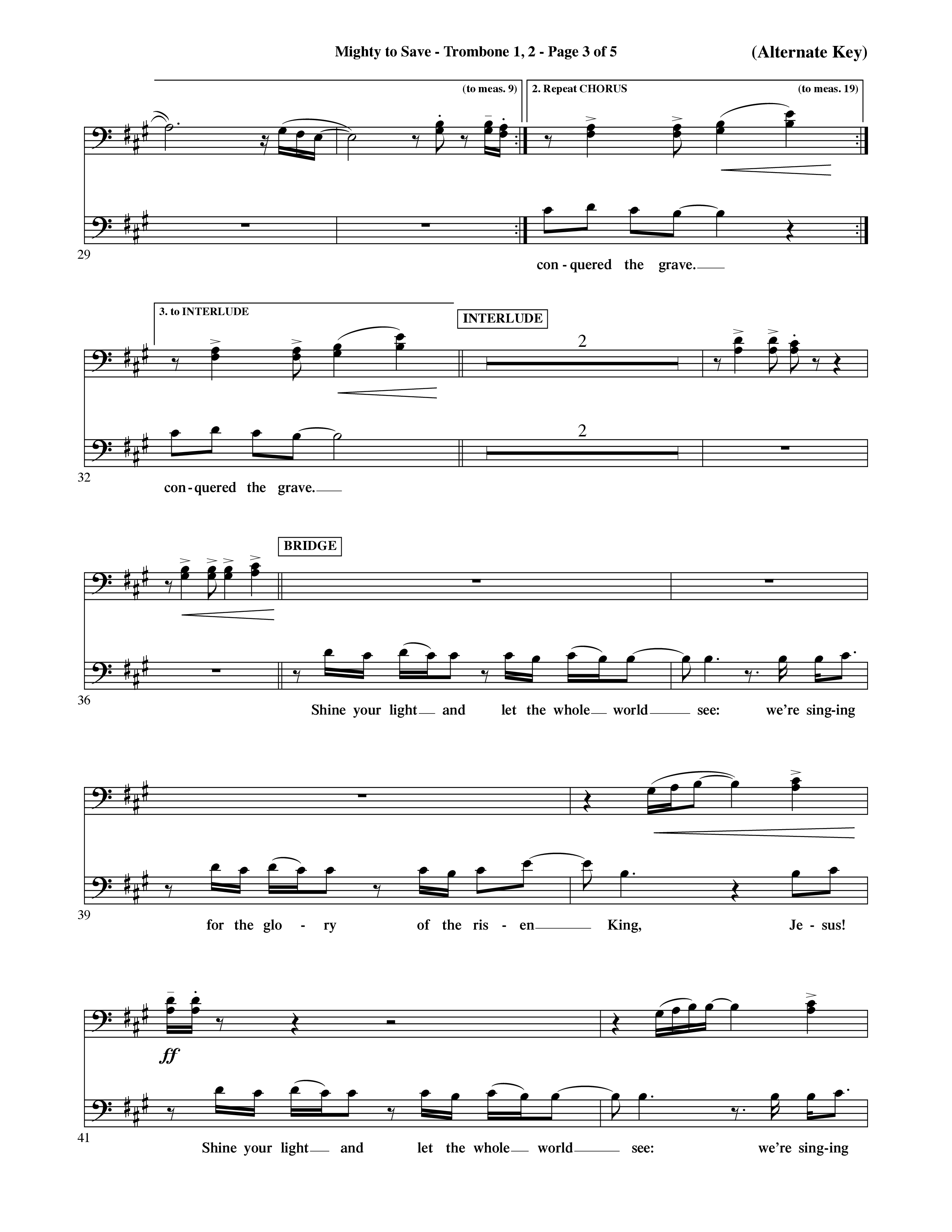 Mighty To Save (Choral Anthem SATB) Trombone 1/2 (Word Music Choral / Orch. David Shipps)