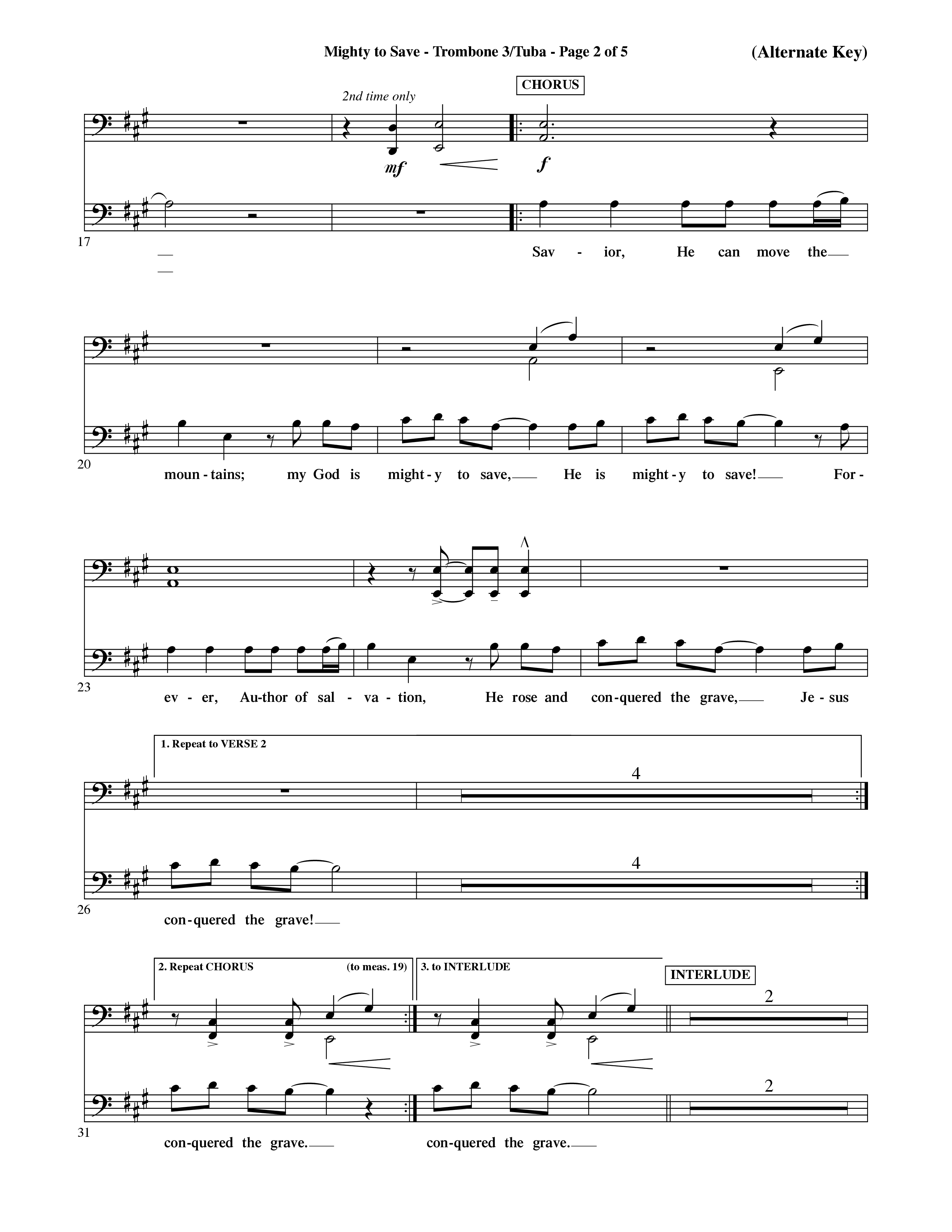Mighty To Save (Choral Anthem SATB) Trombone 3/Tuba (Word Music Choral / Orch. David Shipps)