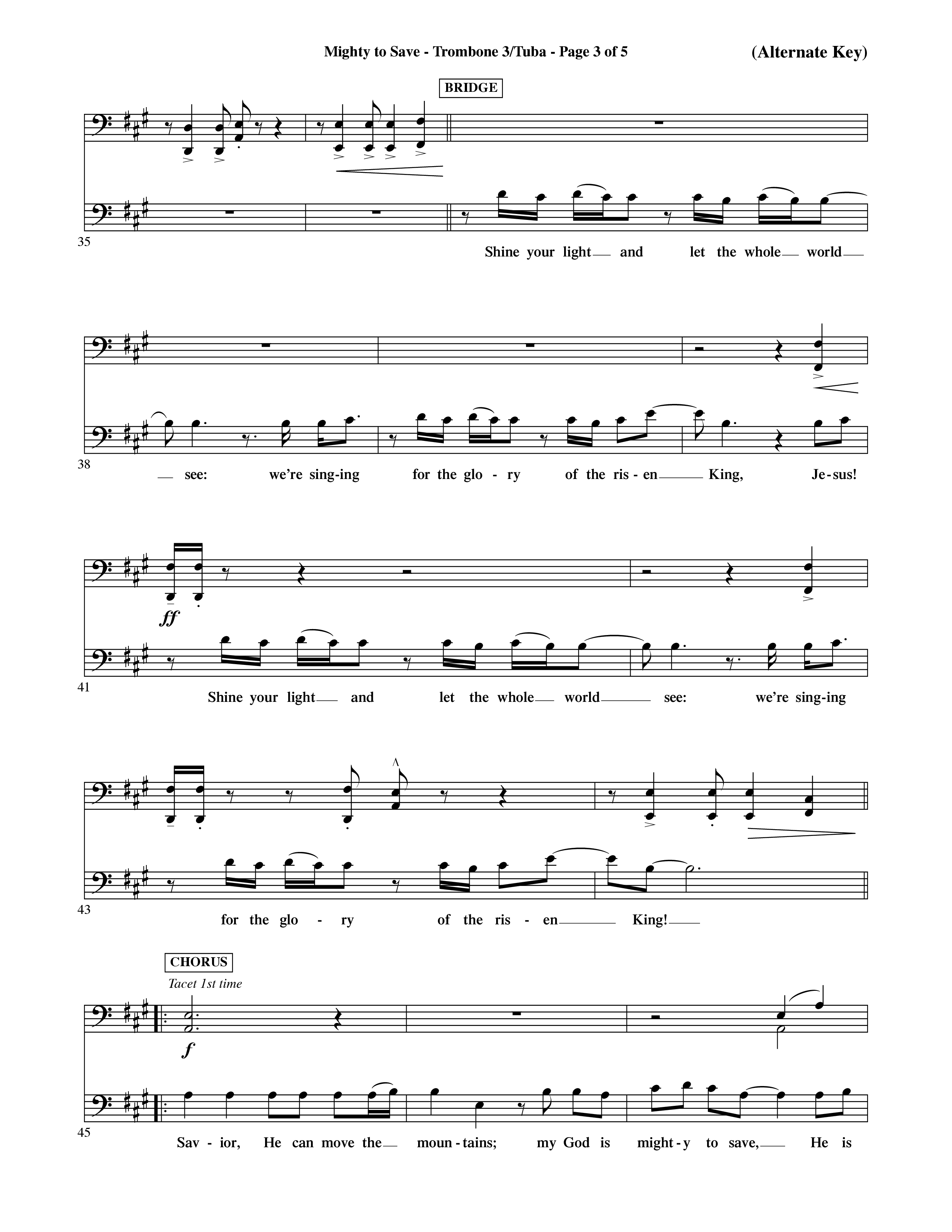 Mighty To Save (Choral Anthem SATB) Trombone 3/Tuba (Word Music Choral / Orch. David Shipps)