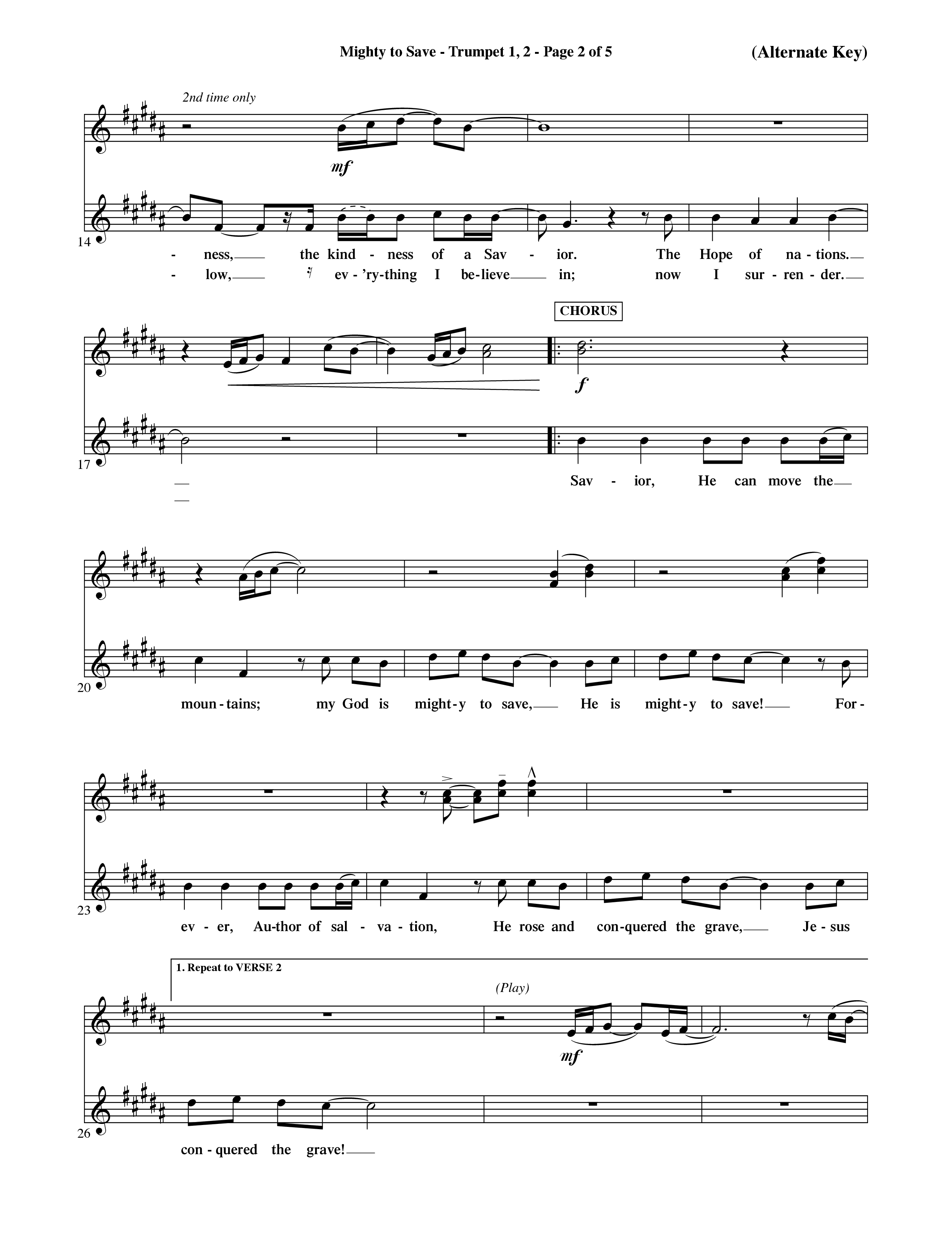 Mighty To Save (Choral Anthem SATB) Trumpet 1,2 (Word Music Choral / Orch. David Shipps)