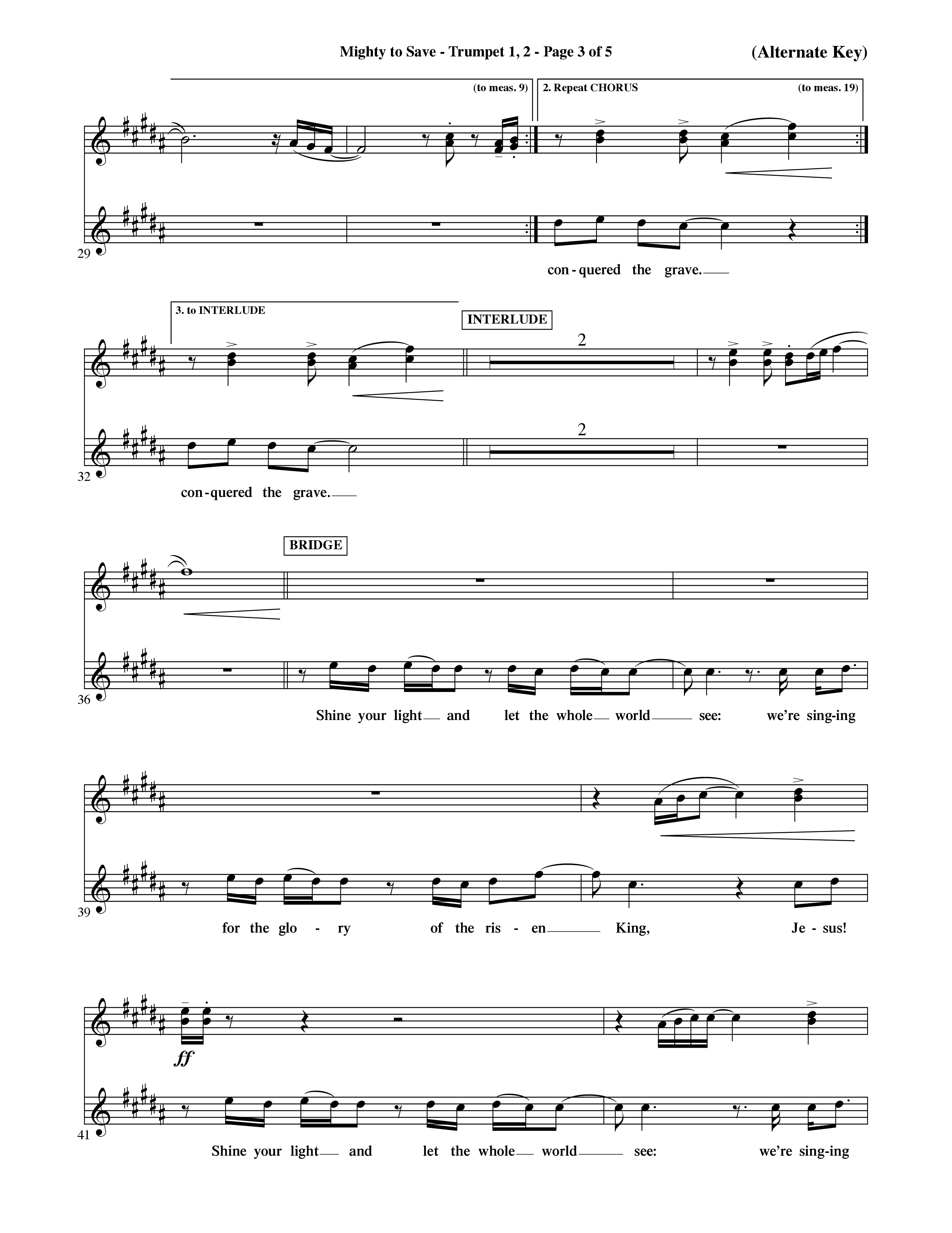 Mighty To Save (Choral Anthem SATB) Trumpet 1,2 (Word Music Choral / Orch. David Shipps)
