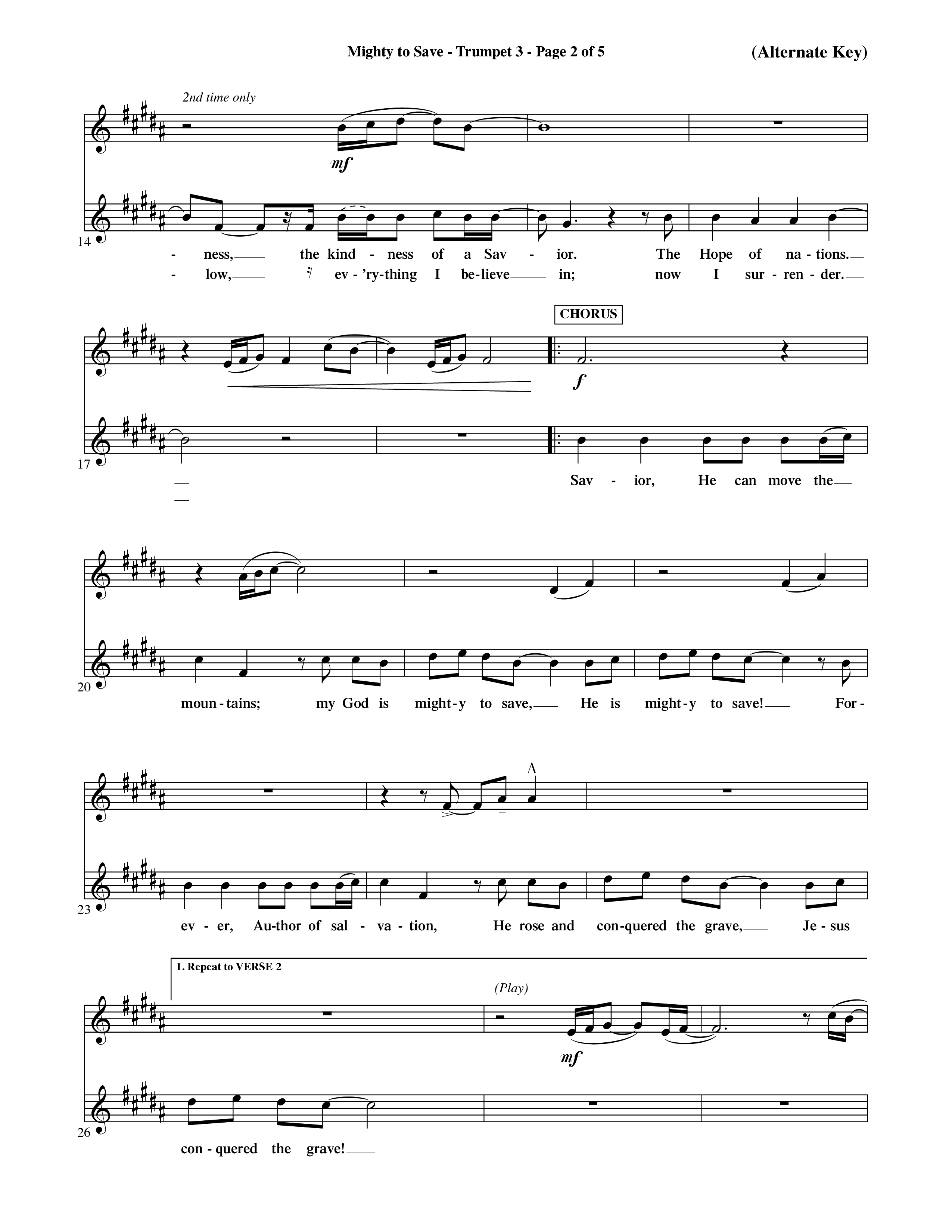 Mighty To Save (Choral Anthem SATB) Trumpet 3 (Word Music Choral / Orch. David Shipps)