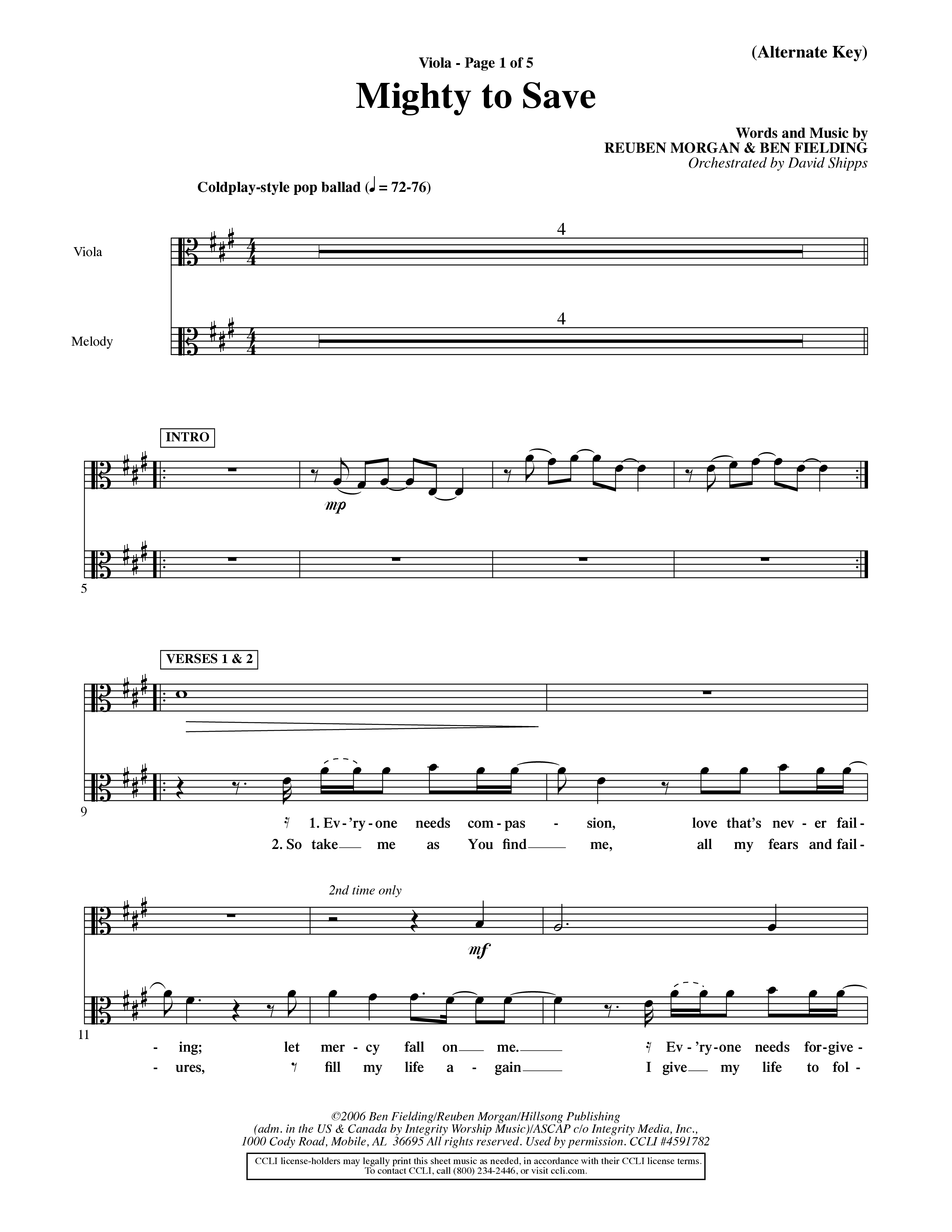 Mighty To Save (Choral Anthem SATB) Viola (Word Music Choral / Orch. David Shipps)