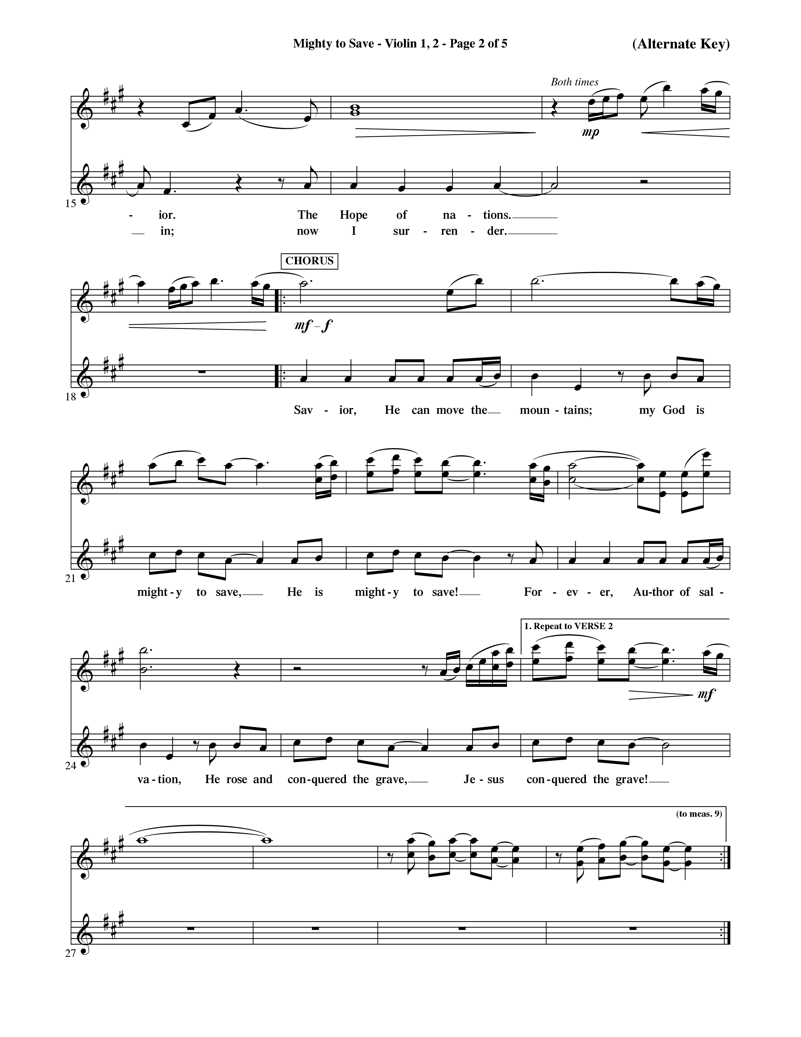 Mighty To Save (Choral Anthem SATB) Violin 1/2 (Word Music Choral / Orch. David Shipps)
