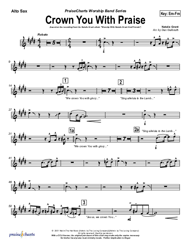 Crown You With Praise Alto Sax (Natalie Grant)