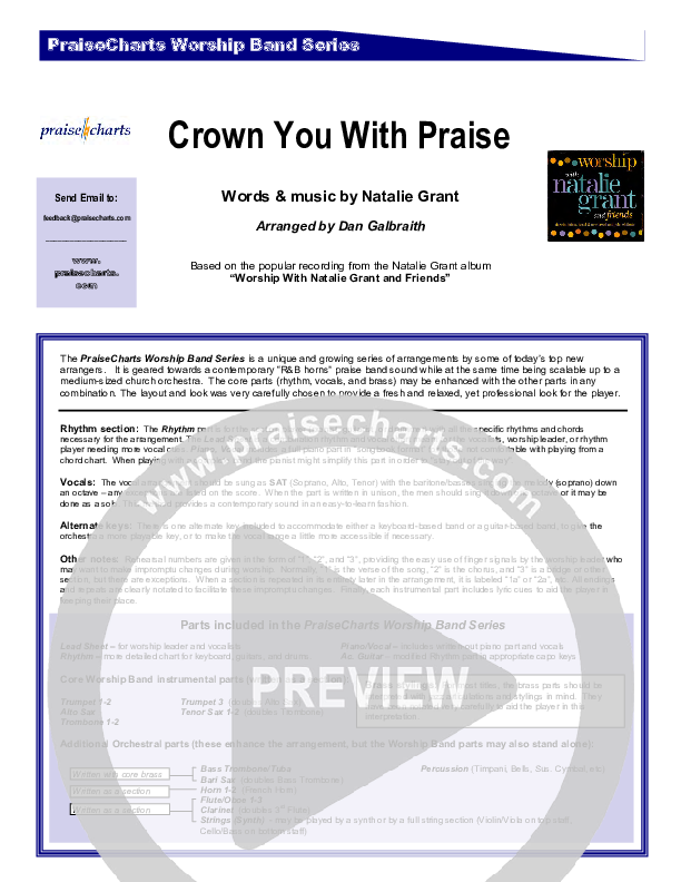 Crown You With Praise Cover Sheet (Natalie Grant)