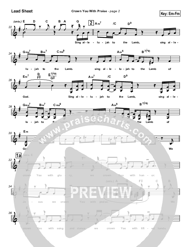 Crown You With Praise Lead Sheet (SAT) (Natalie Grant)