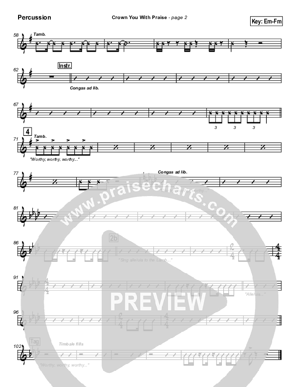 Crown You With Praise Percussion (Natalie Grant)