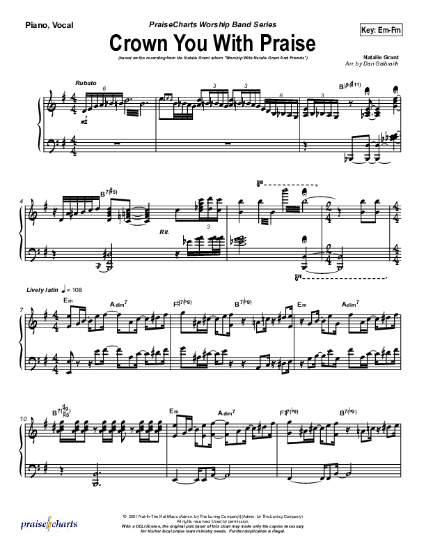 Crown You With Praise Piano/Vocal & Lead (Natalie Grant)