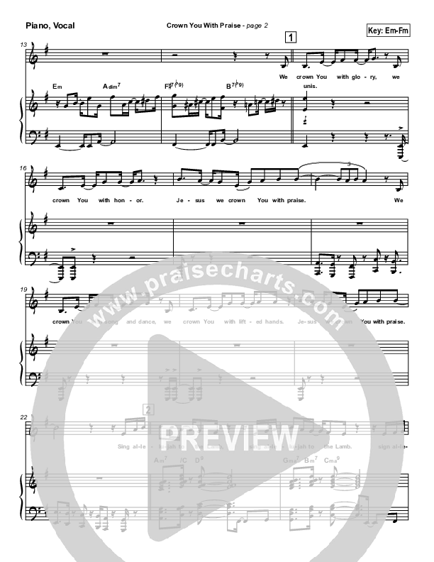 Crown You With Praise Piano/Vocal & Lead (Natalie Grant)