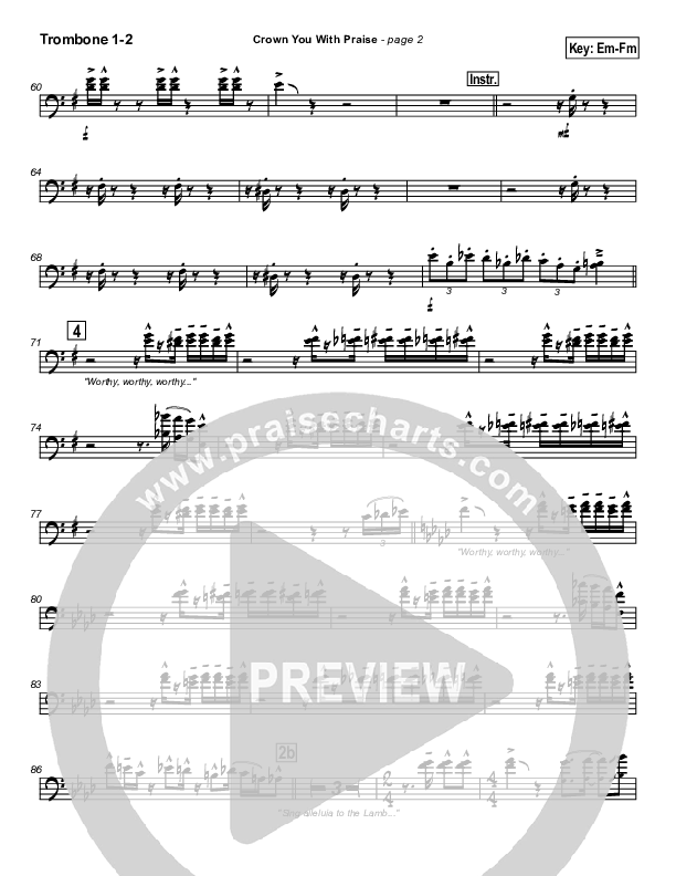 Crown You With Praise Trombone 1/2 (Natalie Grant)