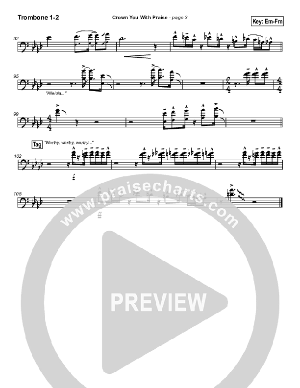 Crown You With Praise Trombone 1/2 (Natalie Grant)