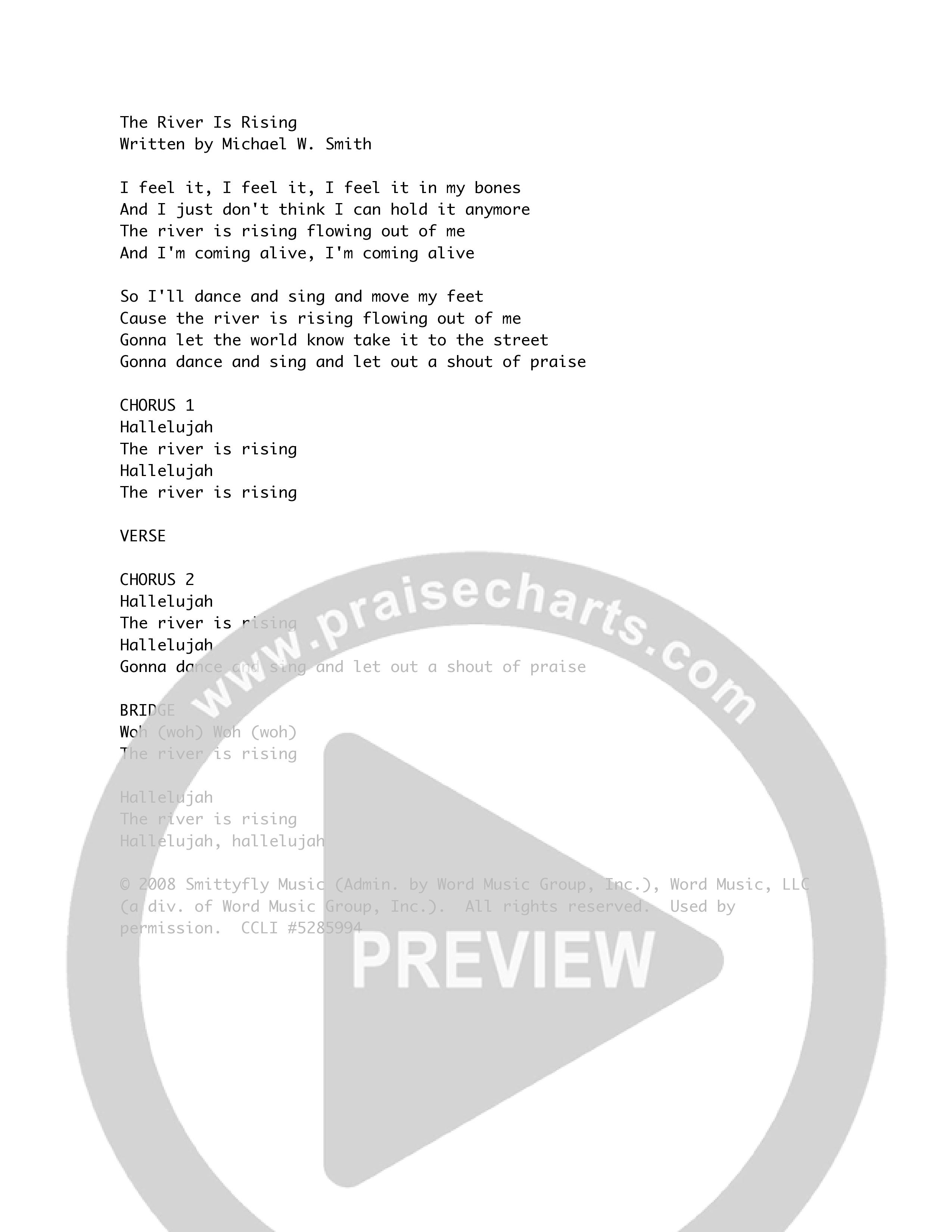 The River Is Rising (Choral Anthem SATB) Chords & Lyrics (Michael W. Smith)