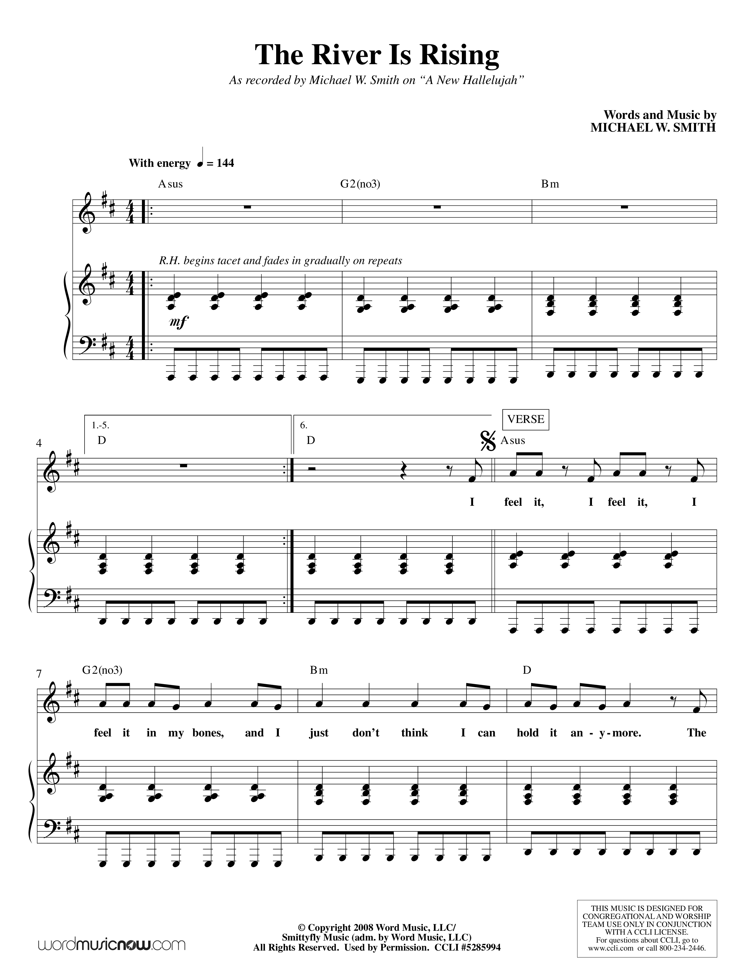 The River Is Rising (Choral Anthem SATB) Piano/Vocal (Melody) (Michael W. Smith)